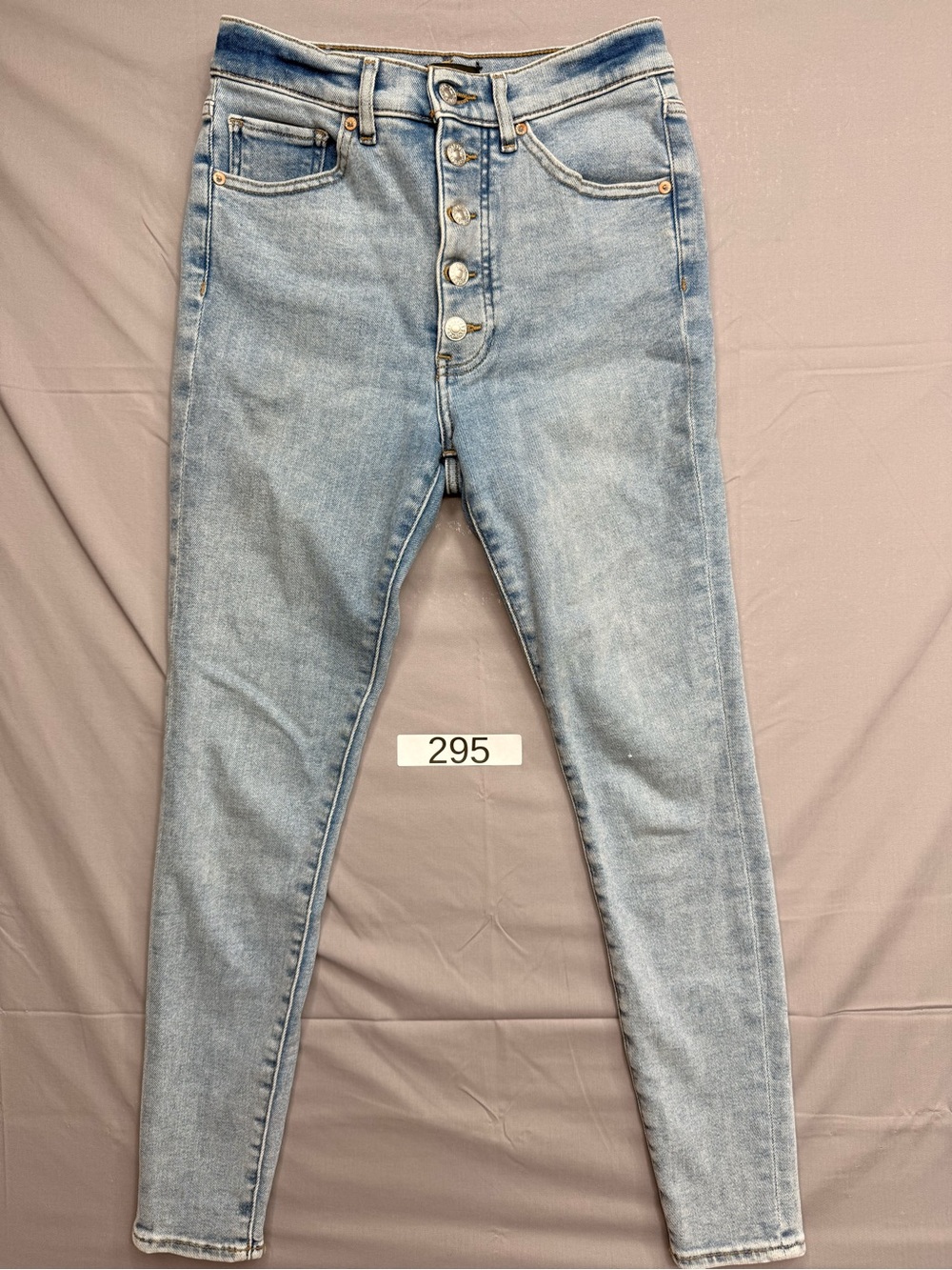 Express Light Blue Women's Skinny Jeans with Button-Fly
